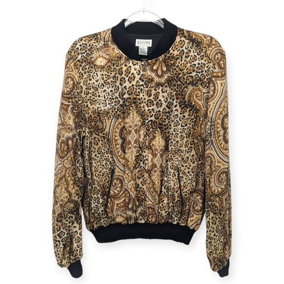 Allison Taylor Jackets & Blazers - Vintage 100% Silk Bomber Jacket Womens XL Vintage Leopard Cheetah Gold Luxury